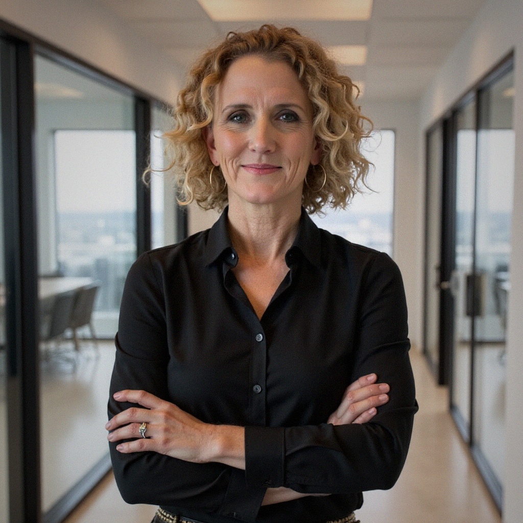 Image of Vickie Sokol Evans black shirt with arms crossed. 